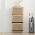 vidaXL Armoire à chaussures Marron 52x25x115cm Bois d'ingénierie/rotin