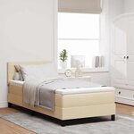 vidaXL Lit à ressorts avec matelas Crème 100 x 200 cm tissu