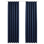 vidaXL Rideaux occultants avec crochets 2 Pièces Bleu 140x245 cm