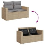 vidaXL Salon de jardin avec coussins 7Pièces mélange beige résine tressée