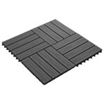 vidaXL Carreau de terrasse en relief 11 Pièces WPC 30x30 cm 1 m² Noir
