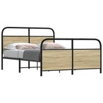 vidaXL Cadre de lit en métal sans matelas chêne sonoma 137x190 cm
