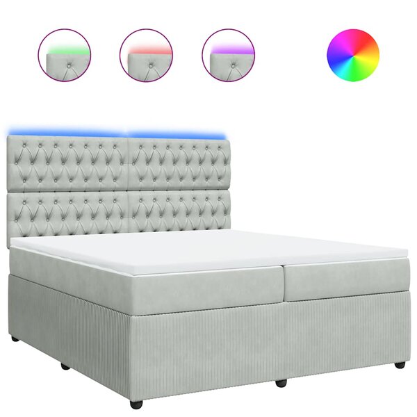 vidaXL Sommier à lattes de lit et matelas Gris clair 200x200cm Velours