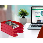 Q-connect corbeille à courrier empilable - PP documents - A4+ - Rouge