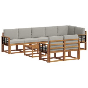 vidaXL Ensemble de canapés d'extérieur 9 pc Gris Naturel et Clair