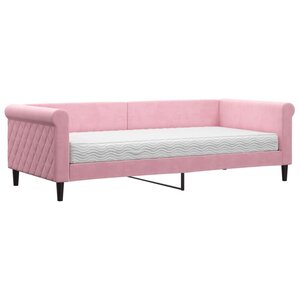 vidaXL Lit de jour avec matelas rose 90x200 cm velours