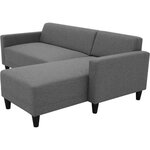 Canapé d'angle fixe 4 places BOB - Tissu anthracite - Réversible - 197 x 117 x 65 cm