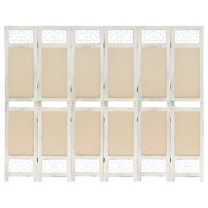 vidaXL Cloison de séparation 6 panneaux Crème 210x165 cm Tissu