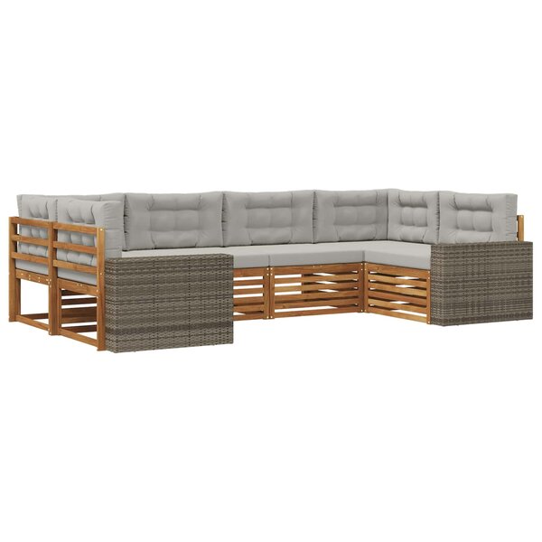 vidaXL Ensemble de canapés d'extérieur 6 Pièces Naturel et gris clair