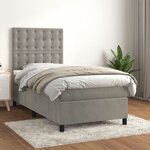 vidaXL Sommier à lattes de lit et matelas Gris clair 90x200 cm Velours