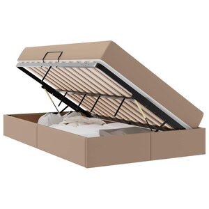 vidaXL Lit avec rangement et matelas 2 Pièces Cappuccino Cuir