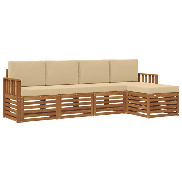 vidaXL Ensemble de canapés d'extérieur 5 pc Naturel et Beige