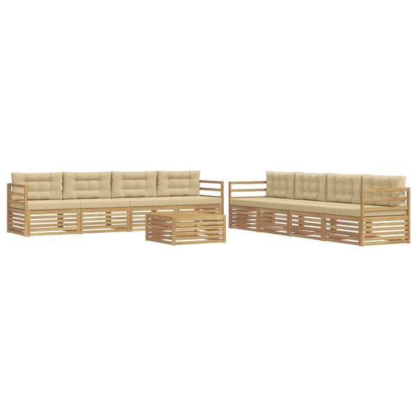 vidaXL Ensemble de canapés d'extérieur 9 pc Blanc et Beige Polyester