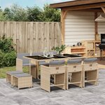 vidaXL Ensemble à manger de jardin et coussins 11 Pièces mélange beige