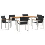 vidaXL Ensemble de jardin 7 pièces en bois massif d'acacia et en inox