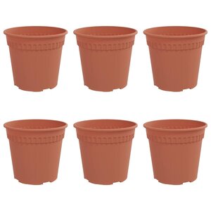 vidaXL Pot à fleurs rond 6 Pièces Rouge brique Ø 19 x 16 cm Plastique