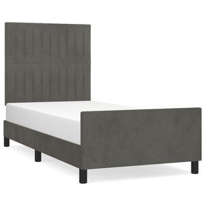 vidaXL Cadre de lit avec tête de lit Gris foncé 100x200 cm Velours