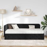 vidaXL Cadre de lit d'angle avec matelas Noir 90 x 200 cm Velours