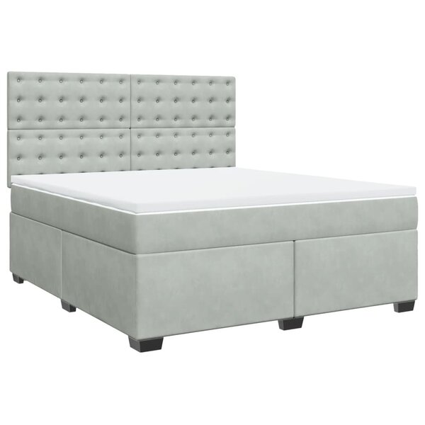 vidaXL Sommier à lattes de lit et matelas Gris clair 180x200cm Velours
