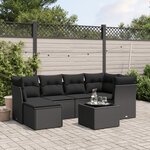vidaXL Salon de jardin 7 Pièces avec coussins noir résine tressée