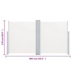 vidaXL Auvent latéral double rétractable de patio 170x600 cm Crème