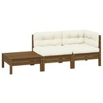 vidaXL Salon de jardin 3 Pièces avec coussins crème bois de pin massif