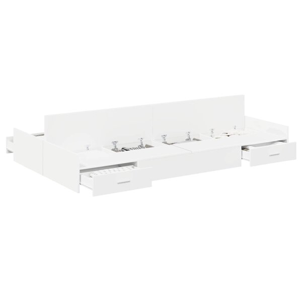 vidaXL Cadre de lit avec rangement avec tête de lit Blanc 120 x 200 cm