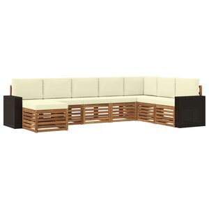 vidaXL Ensemble de canapés d'extérieur 8 pc Naturel et Crème