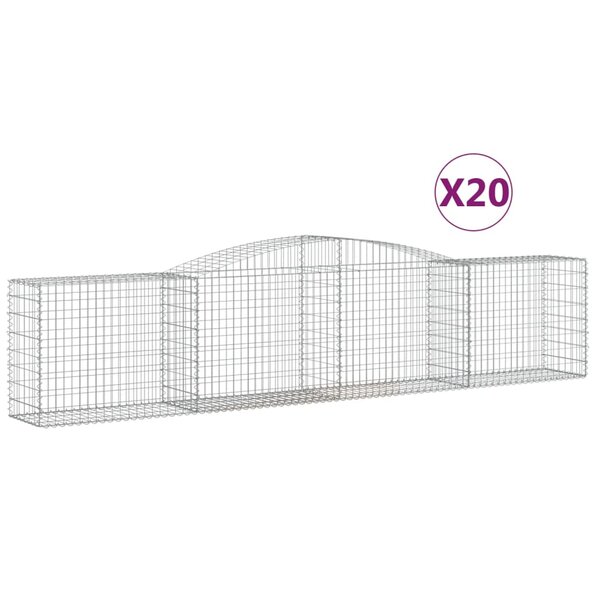 vidaXL Paniers à gabions arqués 20 Pièces 400x50x80/100 cm Fer galvanisé