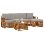 vidaXL Ensemble de canapés d'extérieur 6 Pièces Gris Naturel et Clair