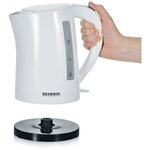 SEVERIN WK3494 Bouilloire pratique 1,5 L, ébullition rapide, Arrêt automatique, Ouverture XXL, Range câble, Socle 360°, Blanc