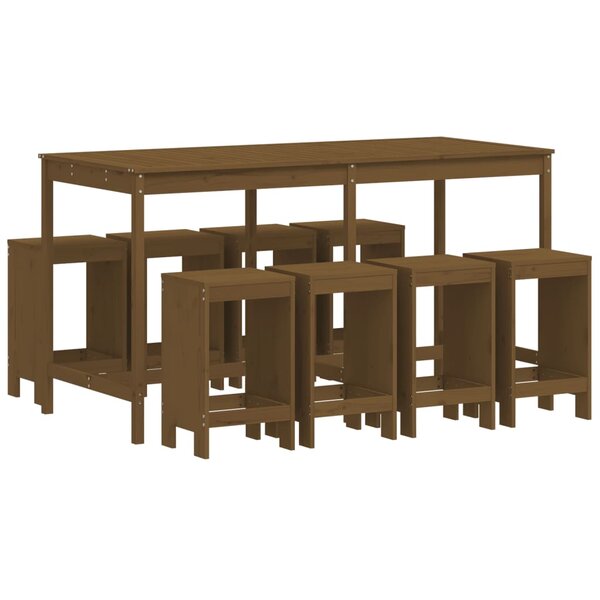vidaXL Ensemble de bar de jardin 9 Pièces marron miel bois de pin massif