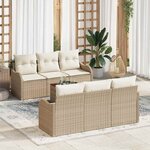 vidaXL Ensemble de canapé de jardin 7 Pièces Beige Poly rotin