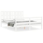 vidaXL Cadre de lit avec tête de lit blanc King Size bois massif