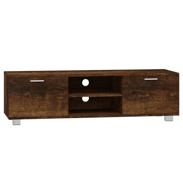vidaXL Meuble TV Chêne fumé 140x40 5x35 cm Bois d'ingénierie