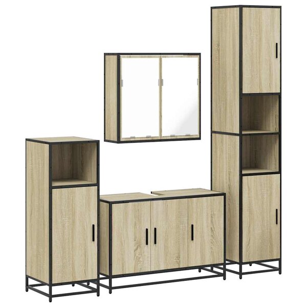 vidaXL Ensemble de meubles de salle de bain 4 Pièces chêne sonoma