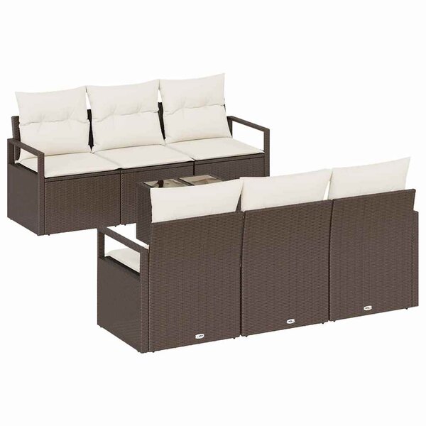 vidaXL Ensemble de canapé de jardin 7 Pièces Marron  Crème