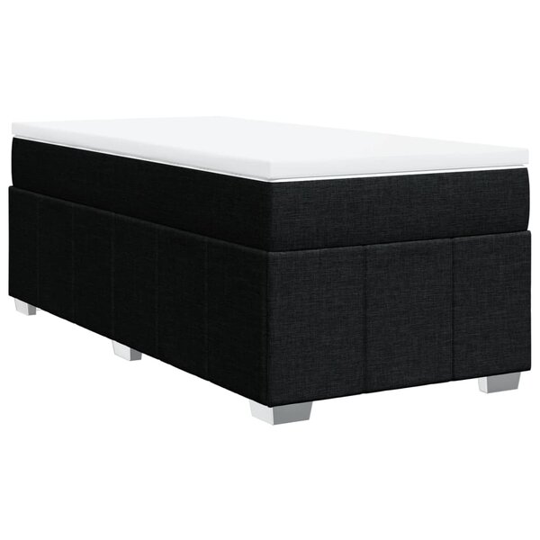 vidaXL Sommier à lattes de lit avec matelas Noir 90x190 cm Tissu