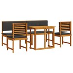Ensemble de jardin 5 pièces vidaXL avec coussins en acacia massif
