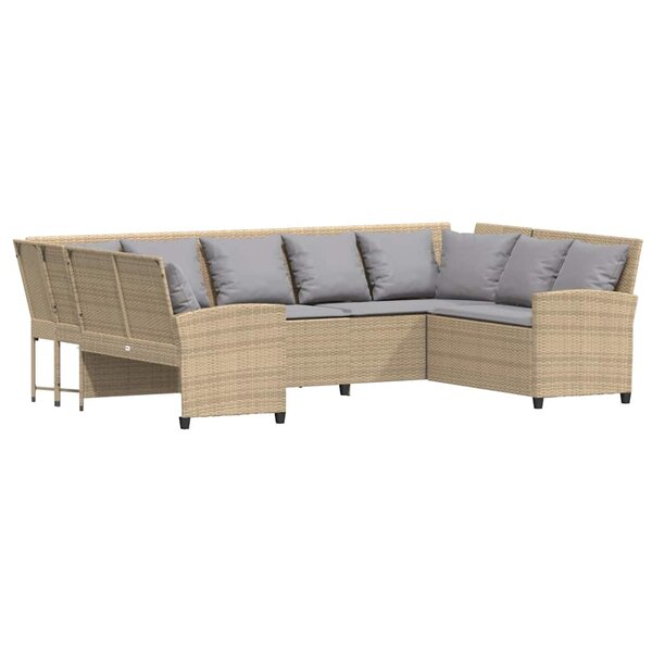 vidaXL Canapé de jardin avec coussins beige résine tressée