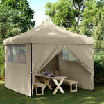 vidaXL Tente de fête 292 x 292 x 315 cm Taupe Tissu Oxford