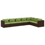 vidaXL Salon de jardin 7 Pièces avec coussins Résine tressée Marron