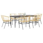 vidaXL Ensemble à manger jardin 7Pièces marron rpoly otin verre