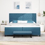 vidaXL Lit à Sommier avec Matelas & Banc Bleu Foncé 200x200 cm Velours