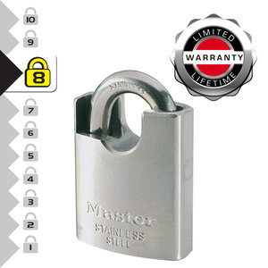 550EURD Cadenas Marin à Clé avec Anse Protégée Gris 9 x 5 x 2 3 cm