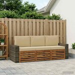 vidaXL Ensembles de canapés avec coussin 3 Pièces Bois d'Acacia Massif