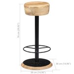 vidaXL Chaises de bar lot de 2 bois de manguier solide
