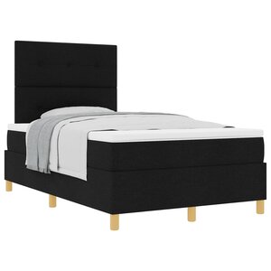 vidaXL Lit à ressorts avec matelas Noir 120 x 200 cm tissu