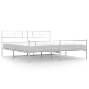 vidaXL Cadre de lit métal sans matelas et pied de lit blanc 200x200 cm