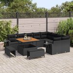 vidaXL Ensemble de canapé de jardin 12 Pièces Noir polyrotin